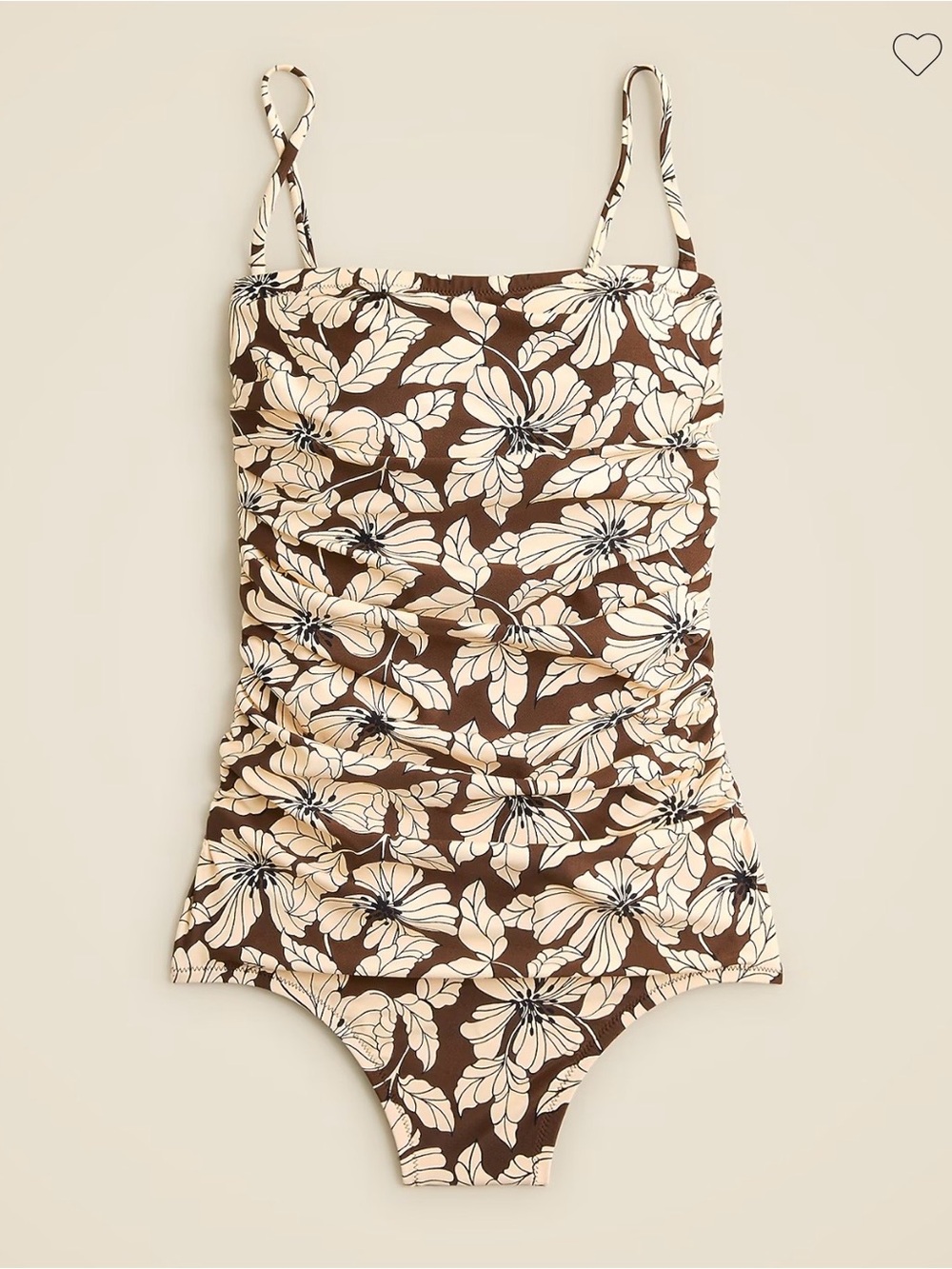 J. Crew Brown and Cream Floral One-Piece Swimsuit